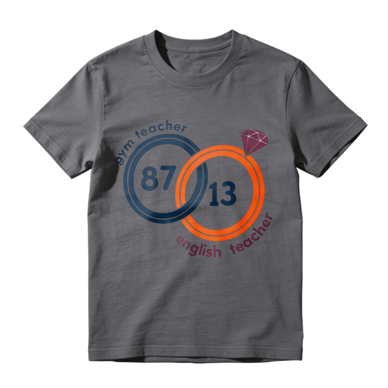 Gym Teacher And English Teacher Interlocking Rings With Numbers 87 And 13 And Purple Gem Unisex Classic T-shirt