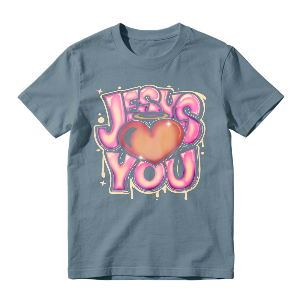 Jesus Loves You Heart Halo Graffiti Art Unisex Classic T-shirt
