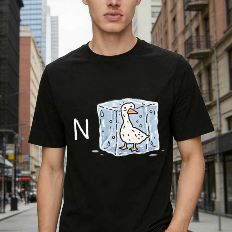 Frozen Duck In Ice Cube With Letter N Graphic T-shirt
