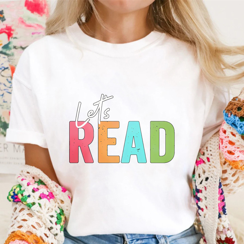 Lets Read Colorful Typography, Unisex Classic T-shirt