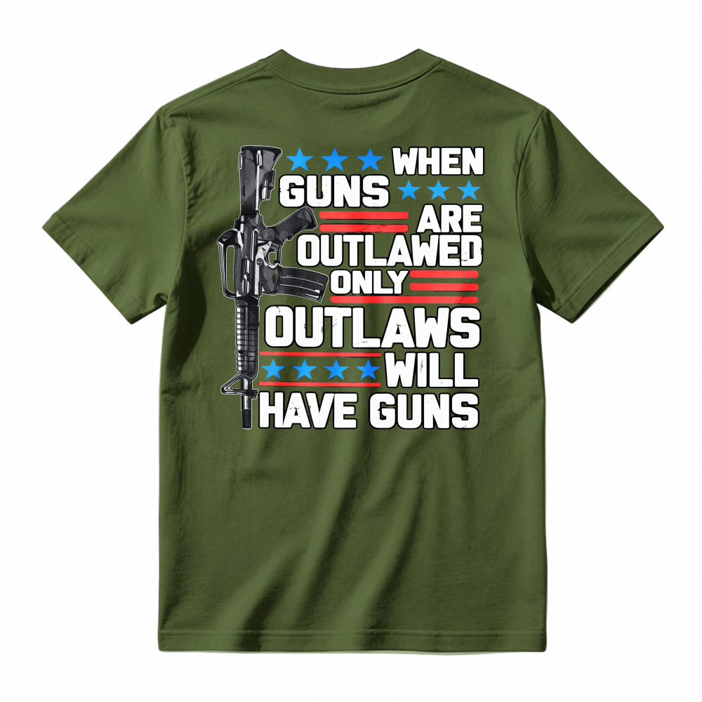 When Guns Are Outlawed Only Outlaws Will Have Guns Rifle Stars Stripes Graphic T-shirt