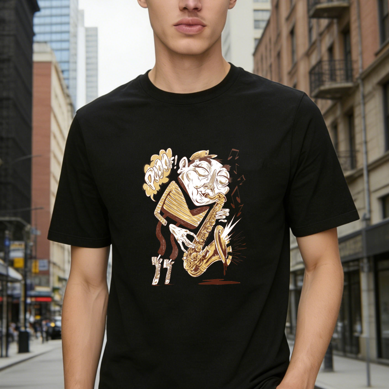 Cartoon Saxophone Player With Oomph Text Unisex Classic T-shirt