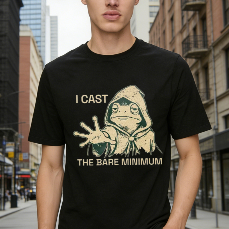 I Cast The Bare Minimum Funny Frog Wizard Graphic T-shirt