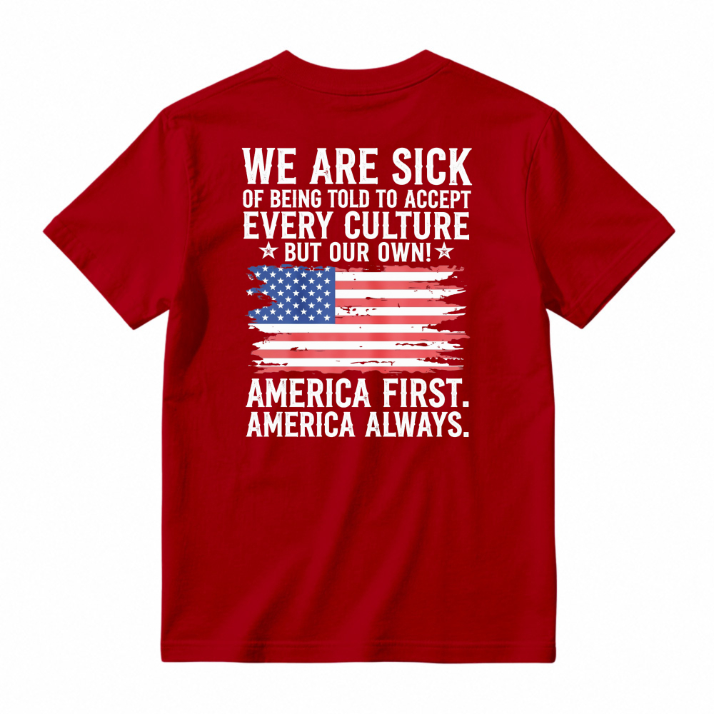 America First America Always Patriotic Flag Graphic T-shirt