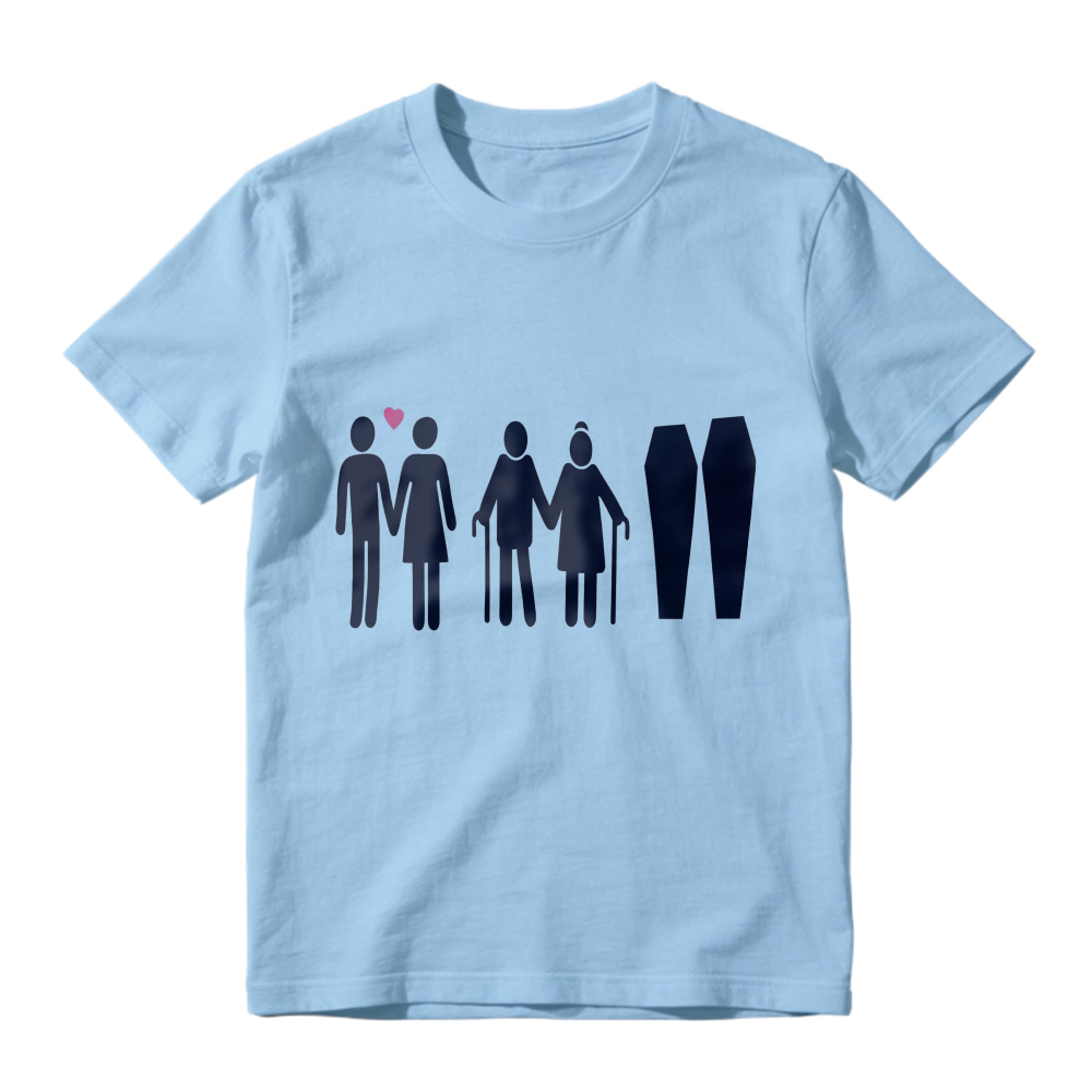 Couple Life Cycle From Young Love To Old Age And Coffins Unisex Classic T-shirt