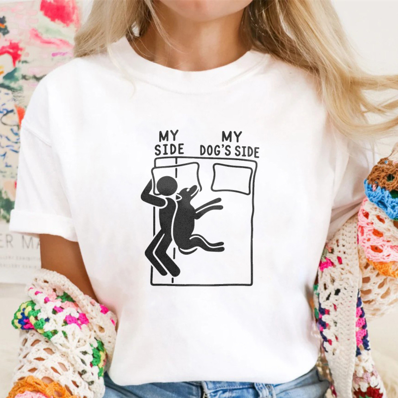 My Side My Dog S Side Funny Pet Lover Bed Sharing Graphic T-shirt