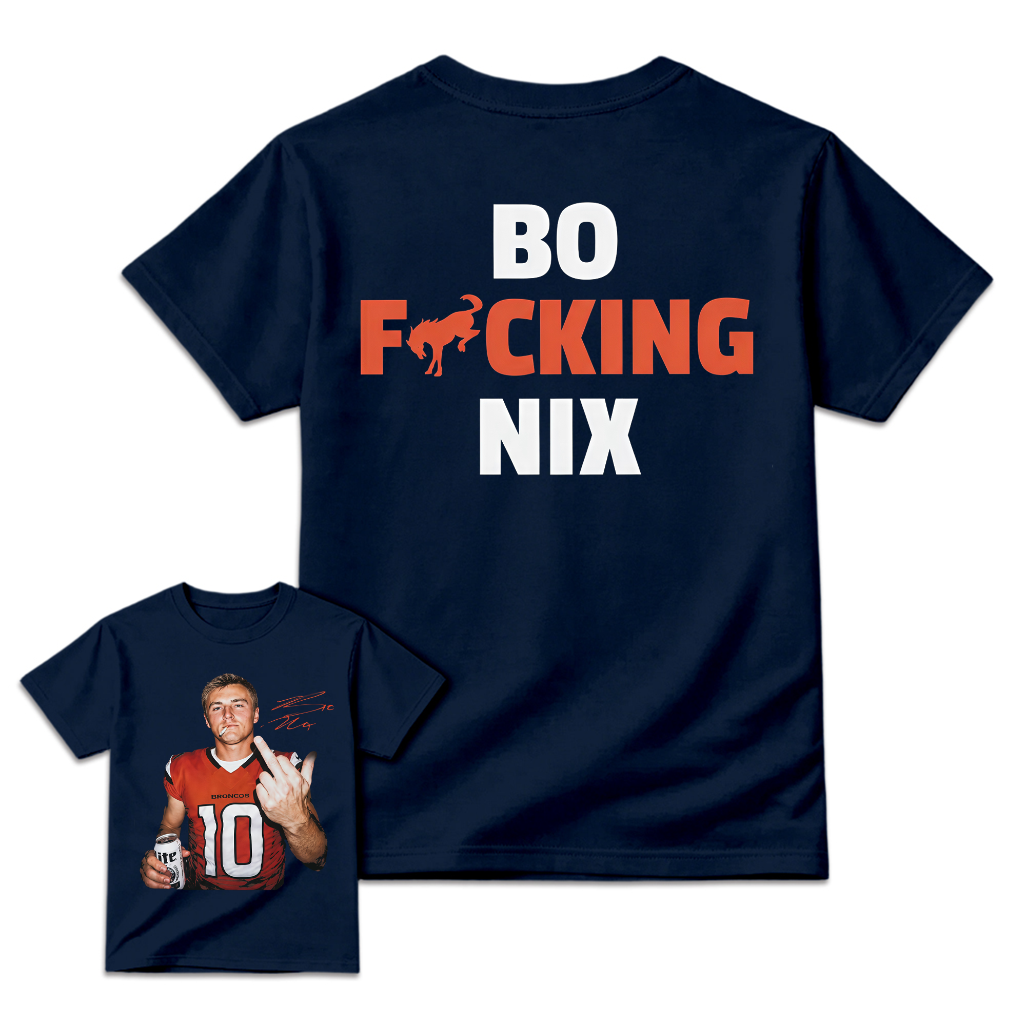 Bo Nix Broncos #10 Graphic Tee , Bold & Edgy Football Fan Apparel