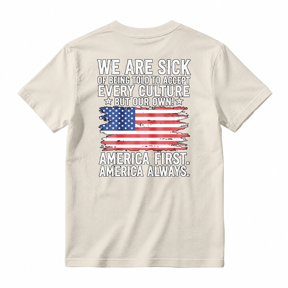 America First America Always Patriotic Flag Graphic T-shirt