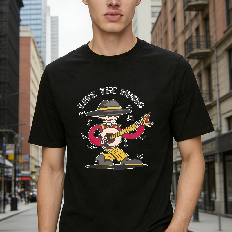 Love The Music Cartoon Guitar Player Unisex Classic T-shirt