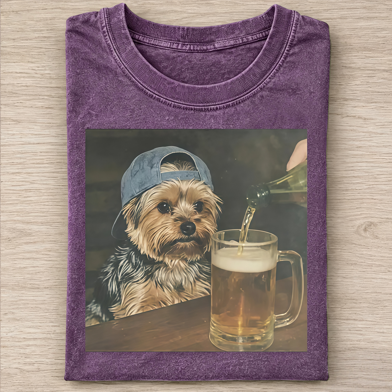 Yorkie Howling Moon Graphic T-shirt