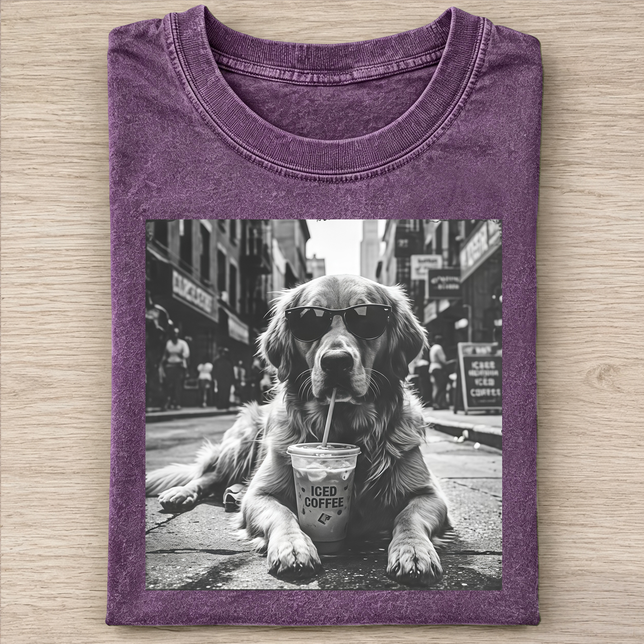 Golden Retriever Drinking Iced Milk Coffee T-shirt