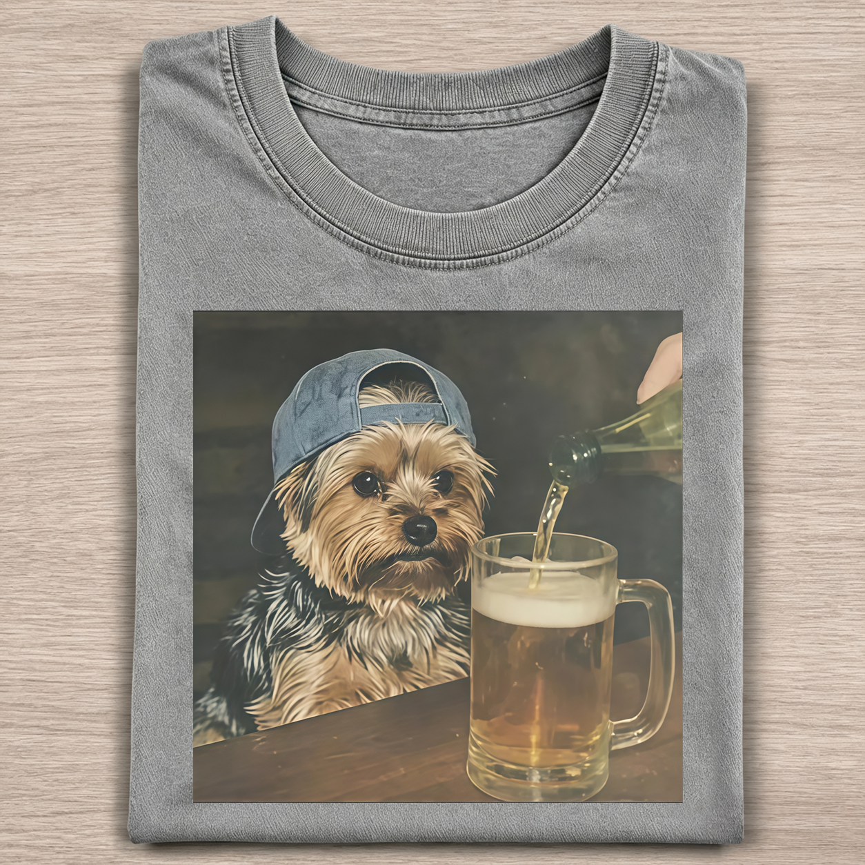 Yorkie Howling Moon Graphic T-shirt