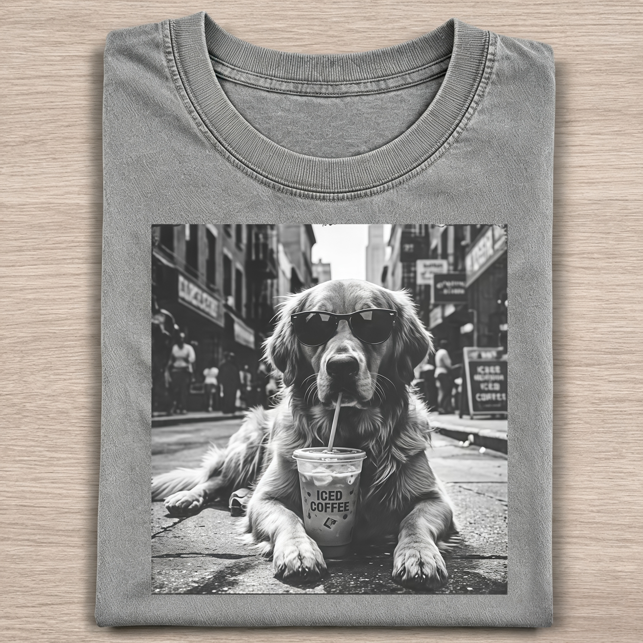 Golden Retriever Drinking Iced Milk Coffee T-shirt
