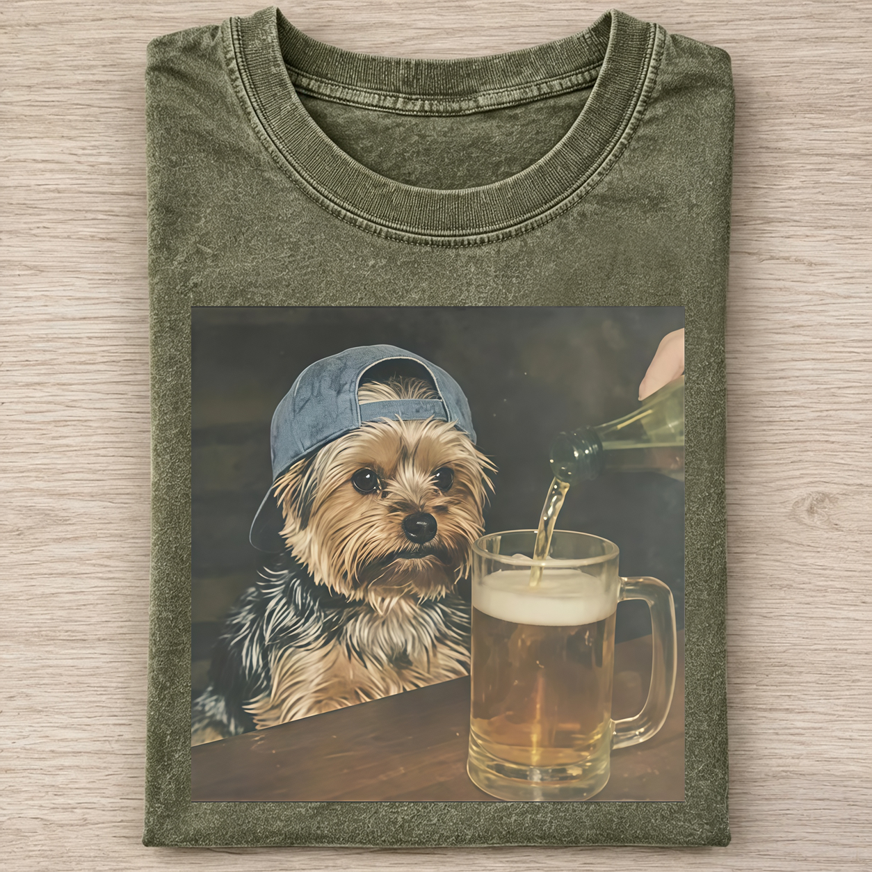 Yorkie Howling Moon Graphic T-shirt