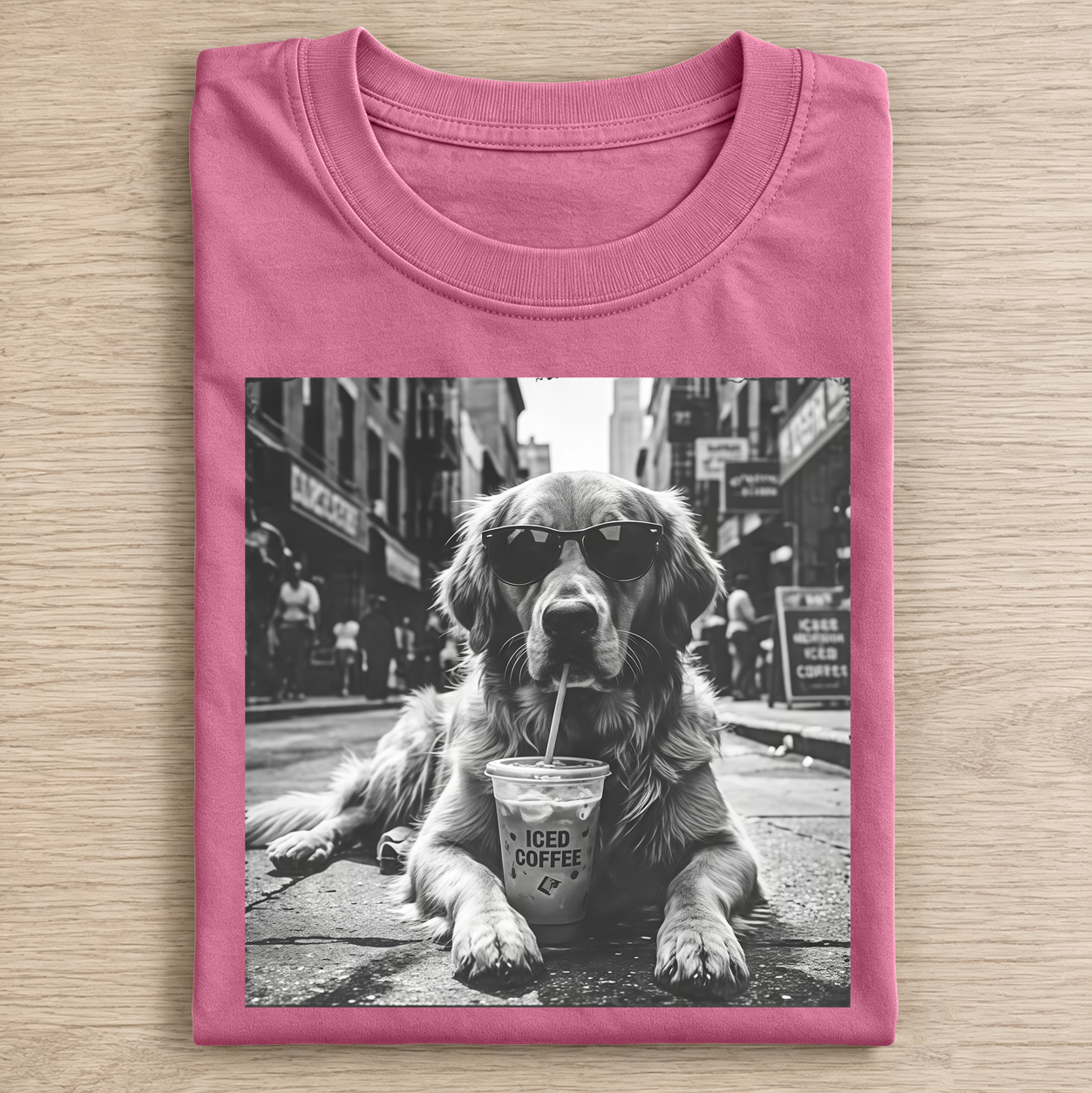 Golden Retriever Drinking Iced Milk Coffee T-shirt