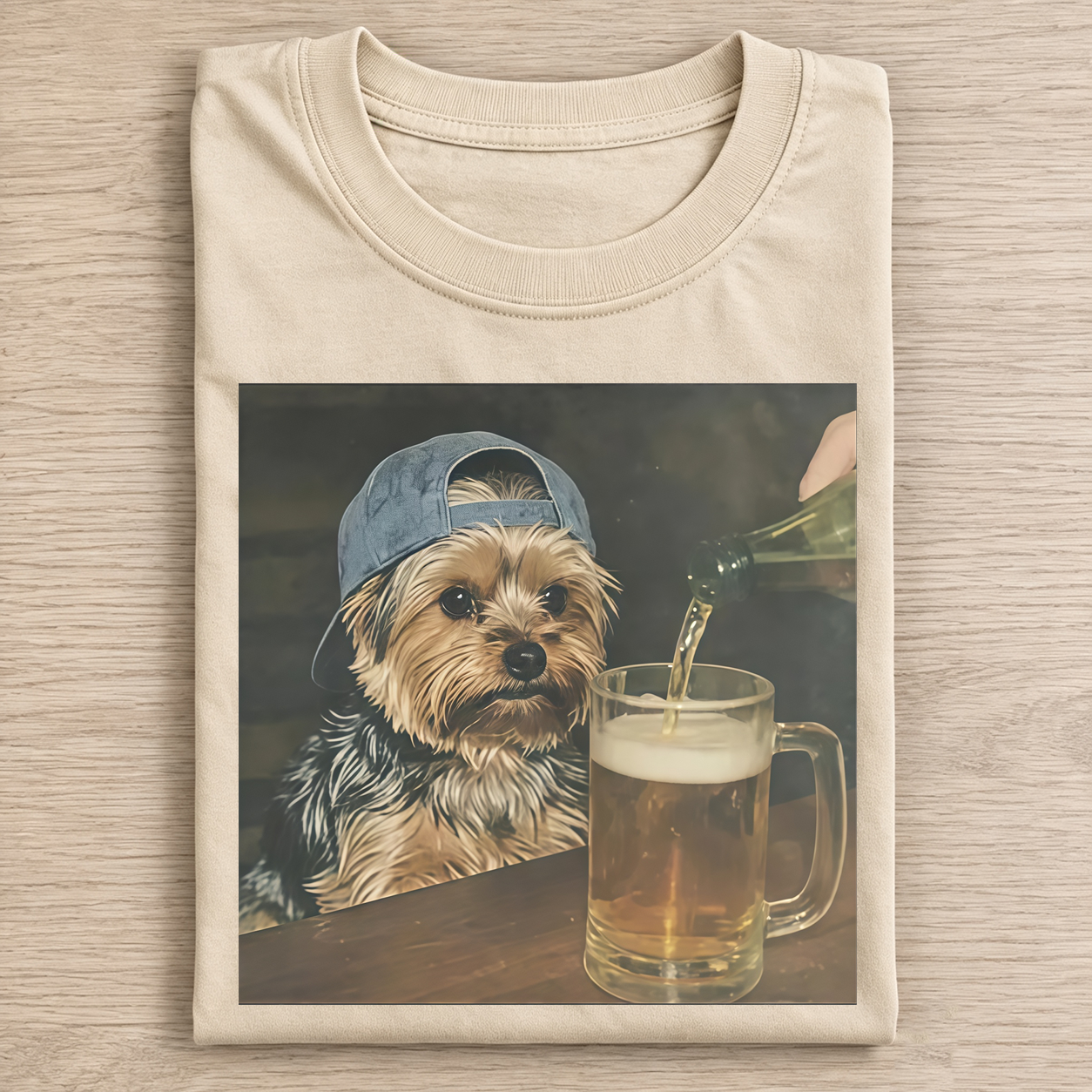 Yorkie Howling Moon Graphic T-shirt