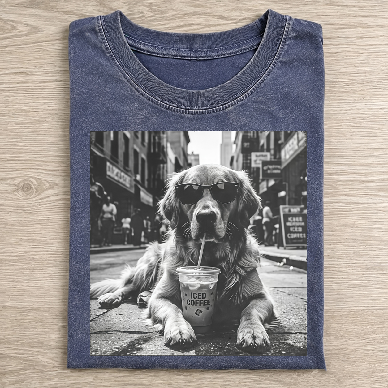 Golden Retriever Drinking Iced Milk Coffee T-shirt