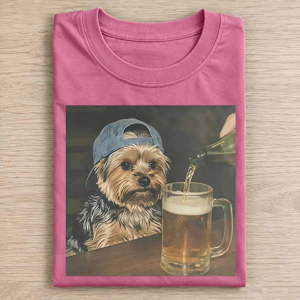 Yorkie Howling Moon Graphic T-shirt
