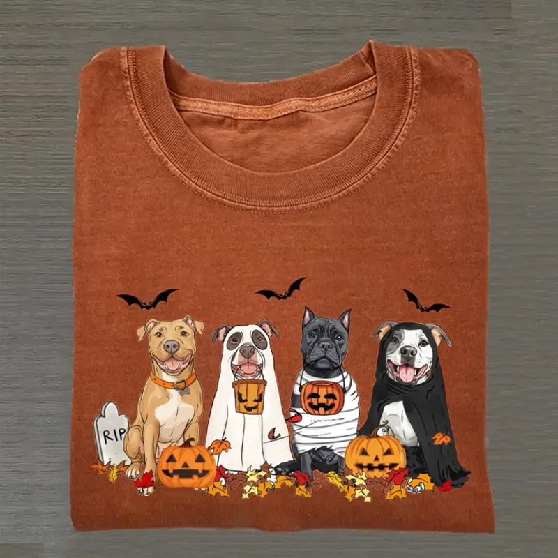 Halloween Pitbull Ghost Dogs T-shirt
