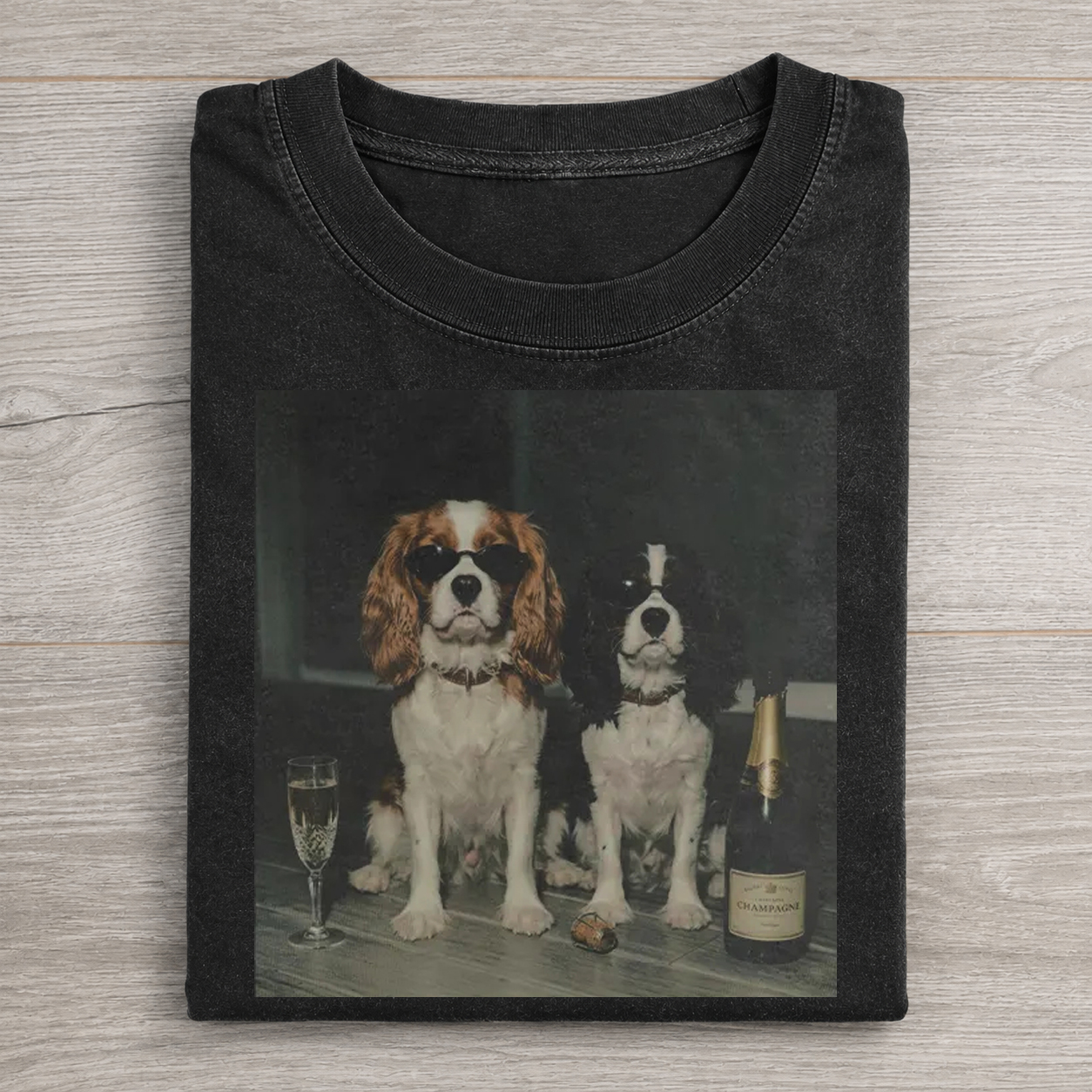 Funny Cavalier King's Drinking Champagne Shirt