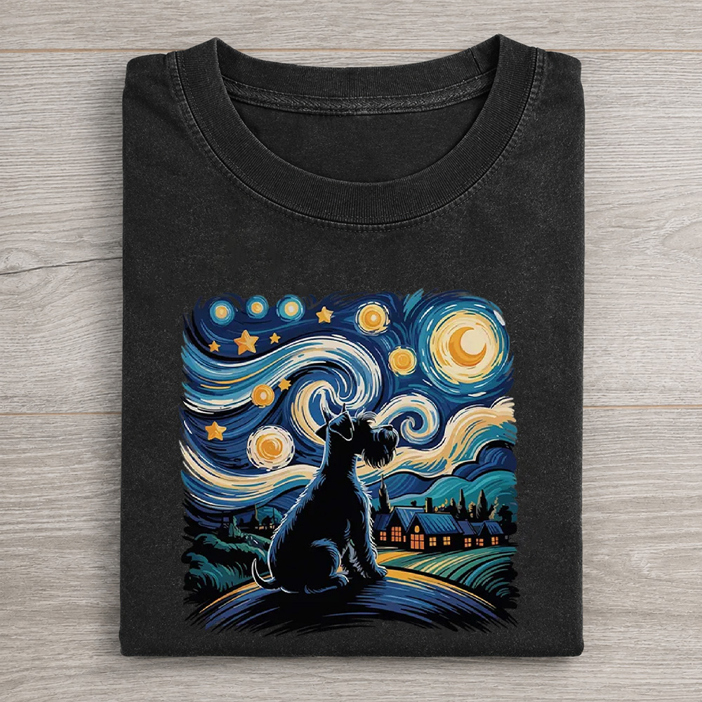 Van Gogh Miniature Schnauzer T-Shirt