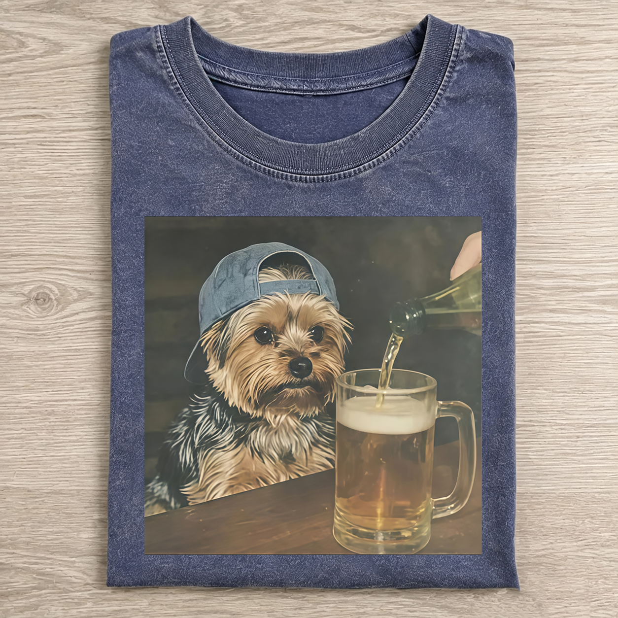 Yorkie Howling Moon Graphic T-shirt