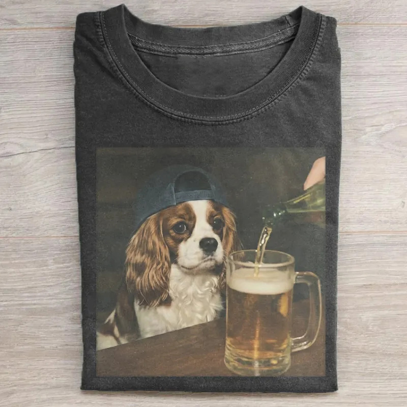 Cavalier King Charles Drinking Beer T-shirt