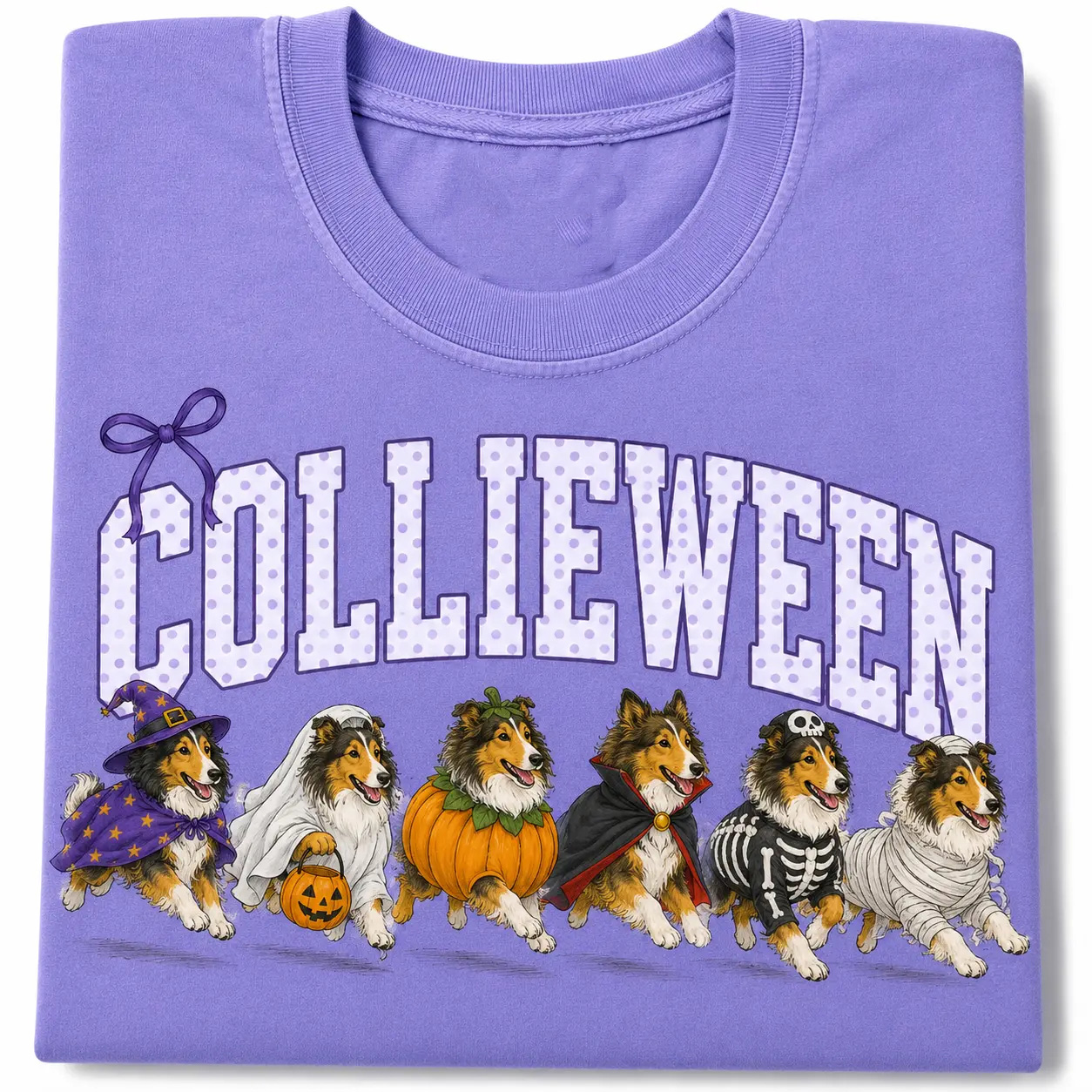 Pumpkin Trick or Treat Ghost Tee, Spooky Dog Shirt, Dog Mom and Dog Lover Collie
