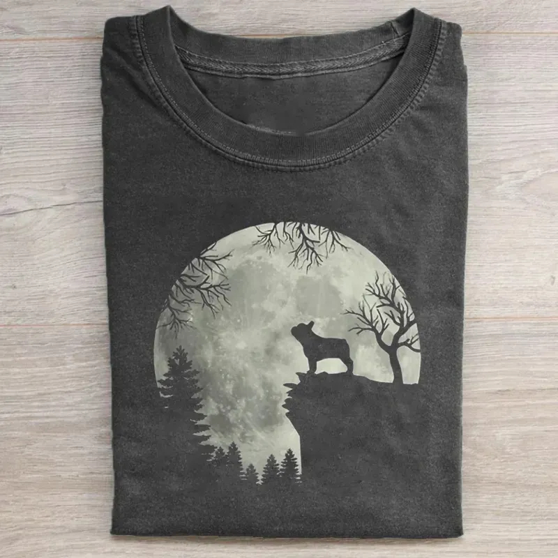 French Bulldog Dog And Moon T-shirt