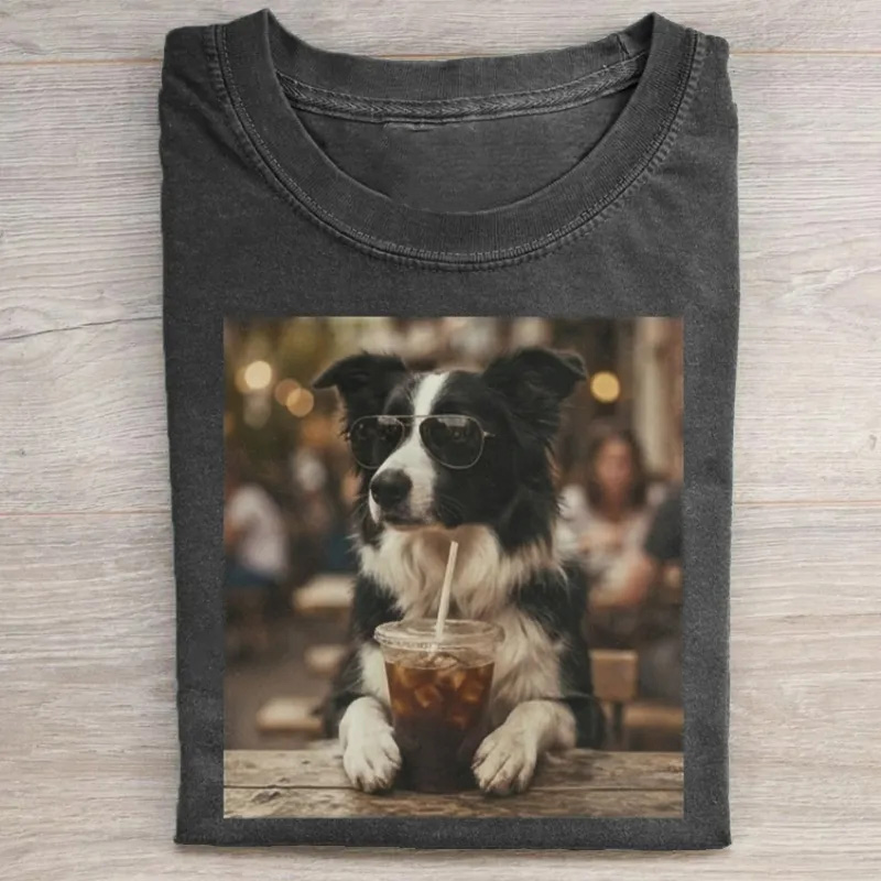 Funny Border Collie Drinking Beer T-shirt