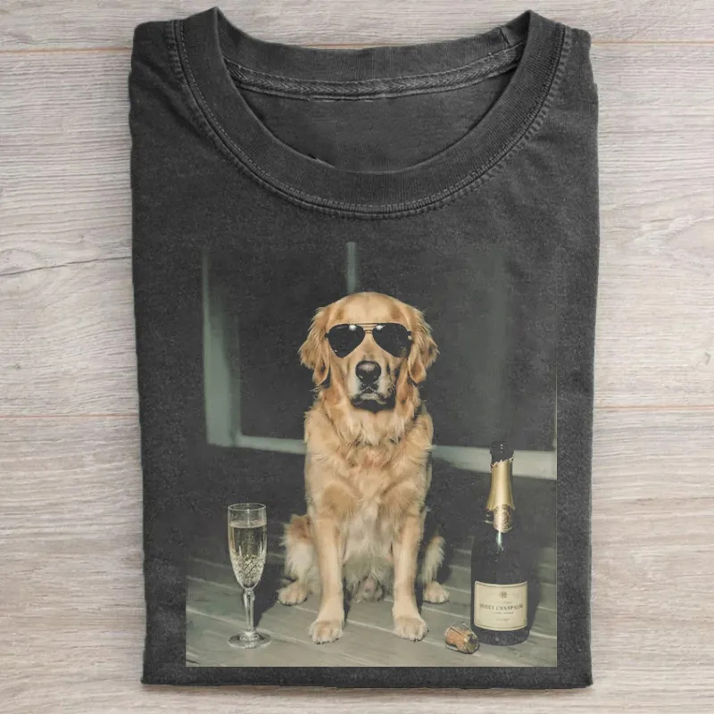 Golden Retriever Drinking Champagne T-shirt