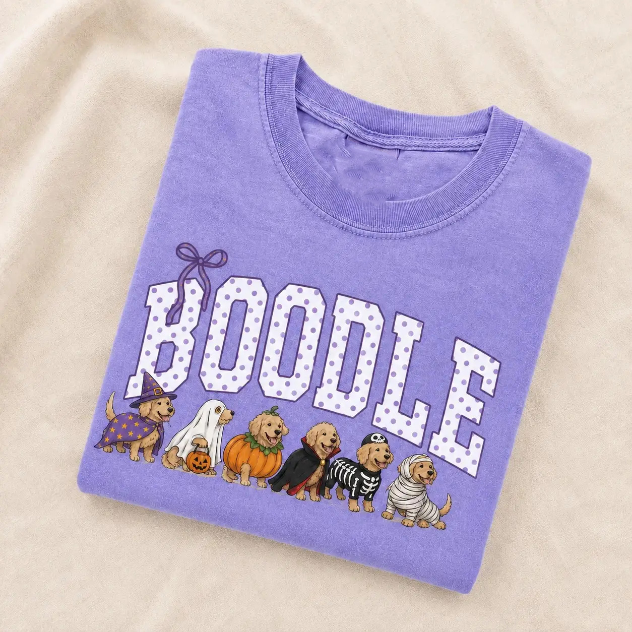 Pumpkin Trick or Treat Ghost Tee, Spooky Dog Shirt, Dog Mom and Dog Lover Gift-Goldenpoodle