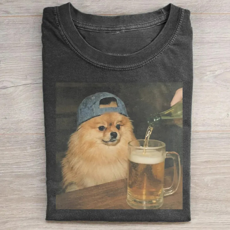 Pomeranian Drinking Beer T-shirt