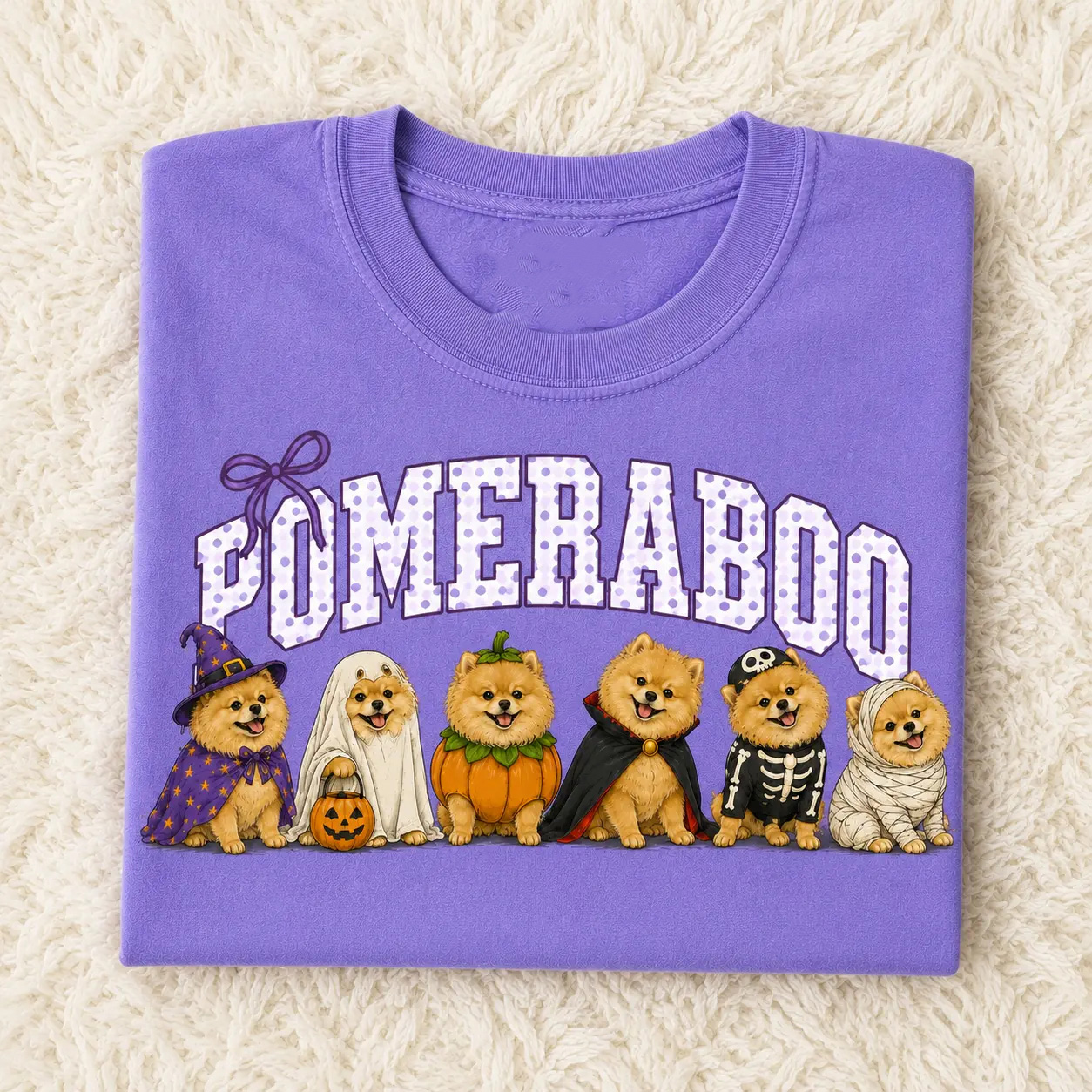 Pumpkin Trick or Treat Ghost Tee, Spooky Dog Shirt, Dog Mom and Dog Lover Pomeranian