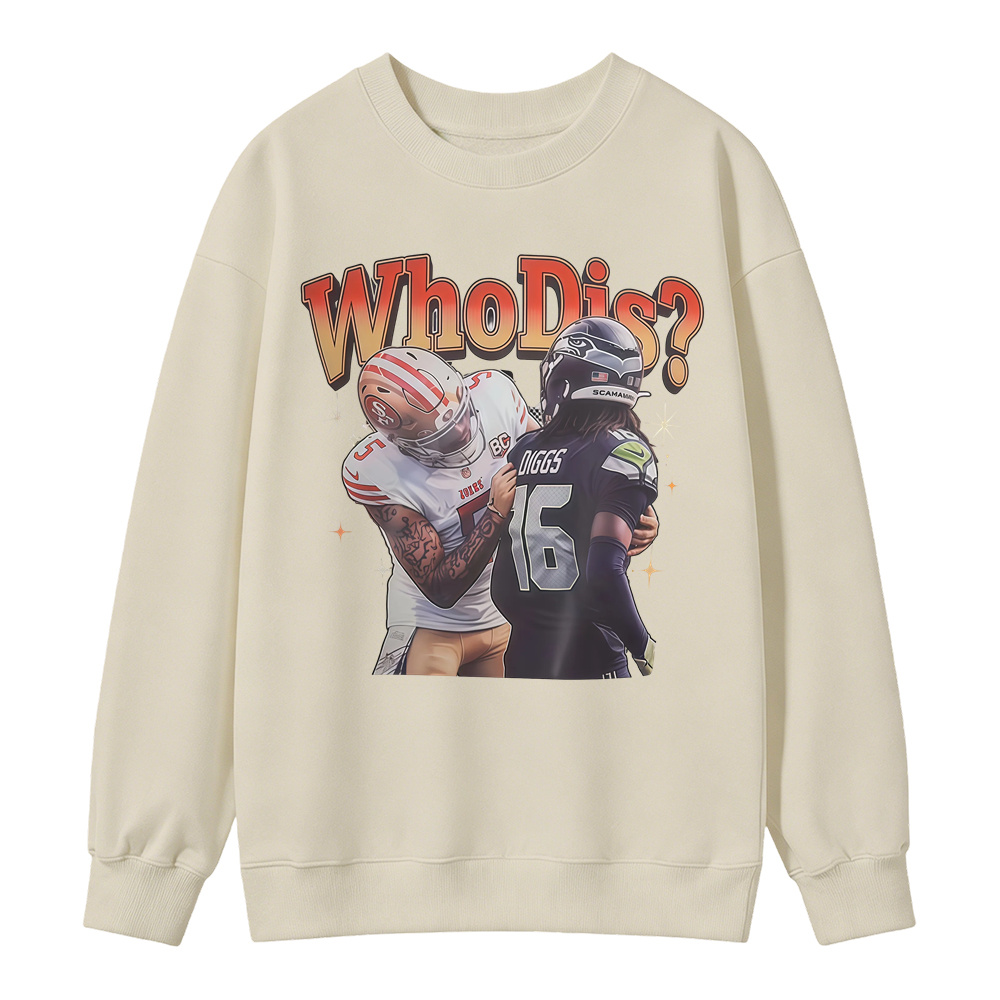 Who Dis Football Rivalry Graphic Sweatshirt - Funny Football Player Meme Sports Sweatshirt