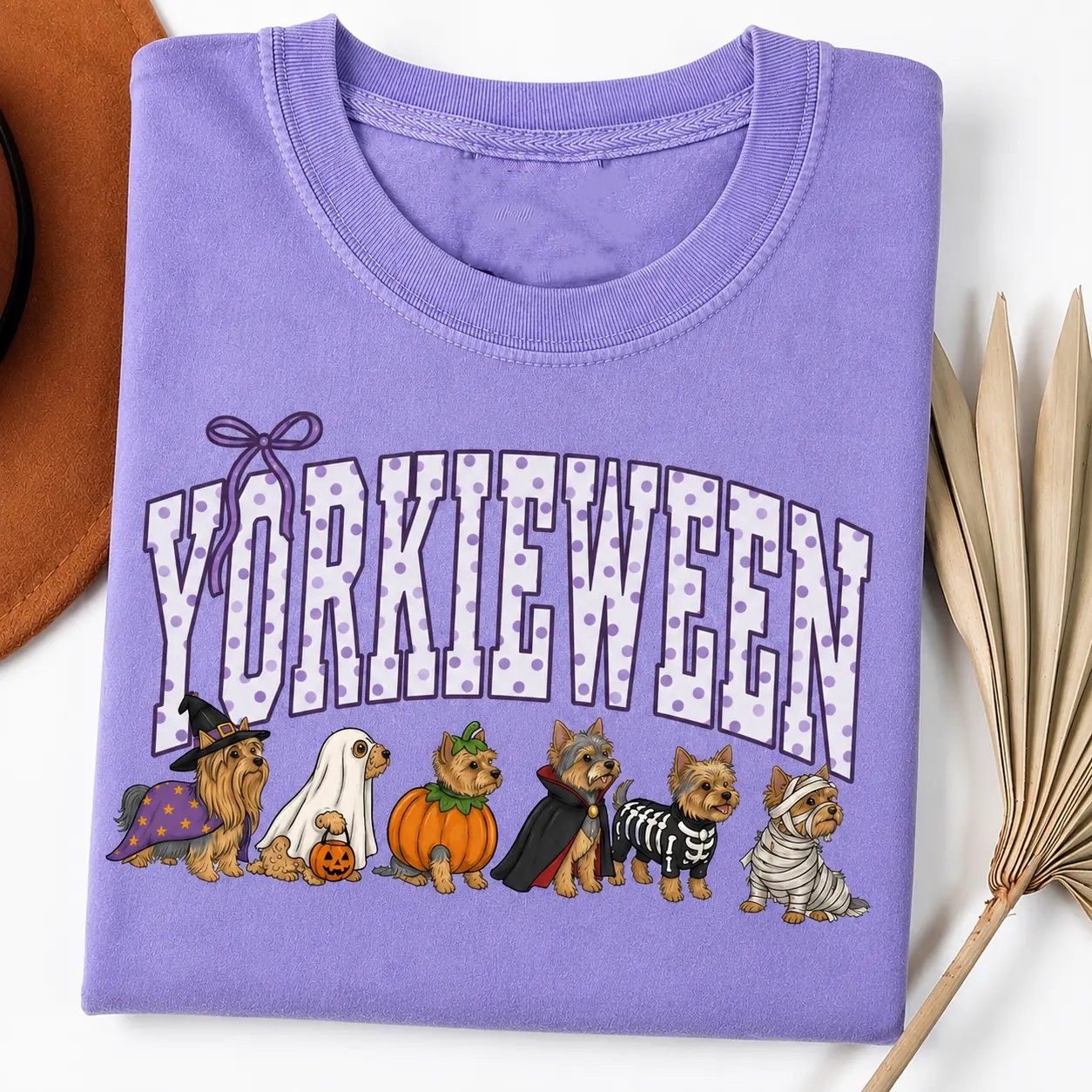 Pumpkin Trick or Treat Ghost Tee, Spooky Dog Shirt, Dog Mom and Dog Lover Gift-Yorkie