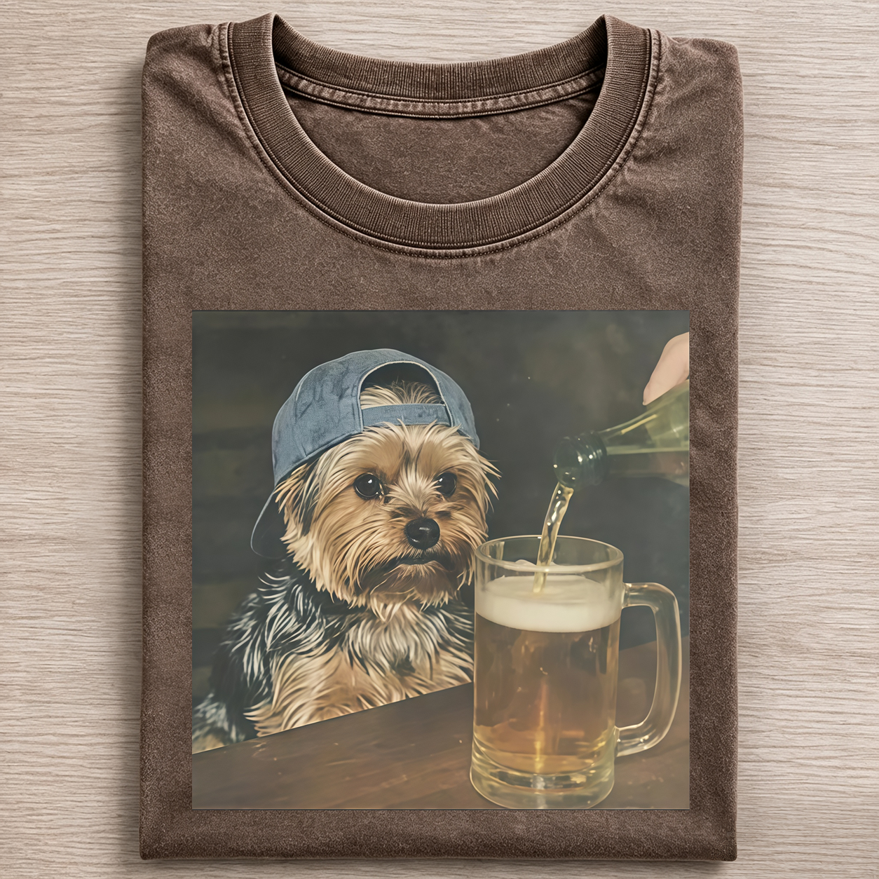 Yorkie Howling Moon Graphic T-shirt