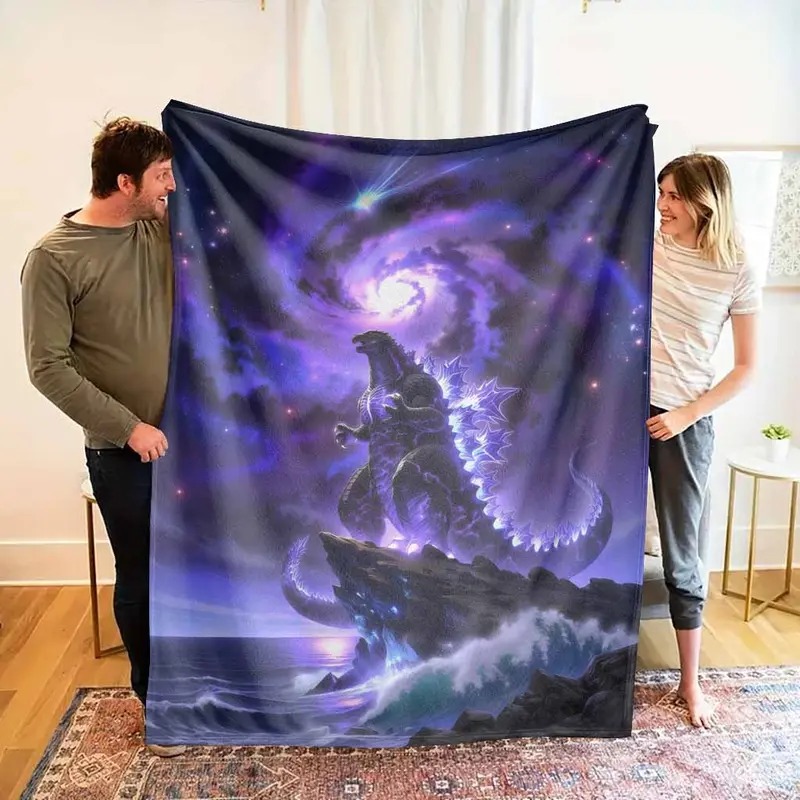 Fantasy Cosmic Dragon Nebula Print Flannel Throw Blanket Ultra Soft Wrinkle Resistant Holiday Gift