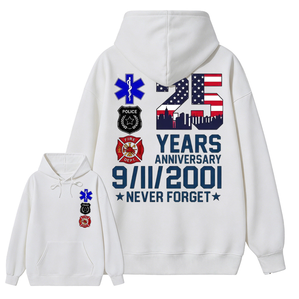 Unisex 9/11 25th Anniversary Memorial T-Shirt - Never Forget Graphic  Hoodie