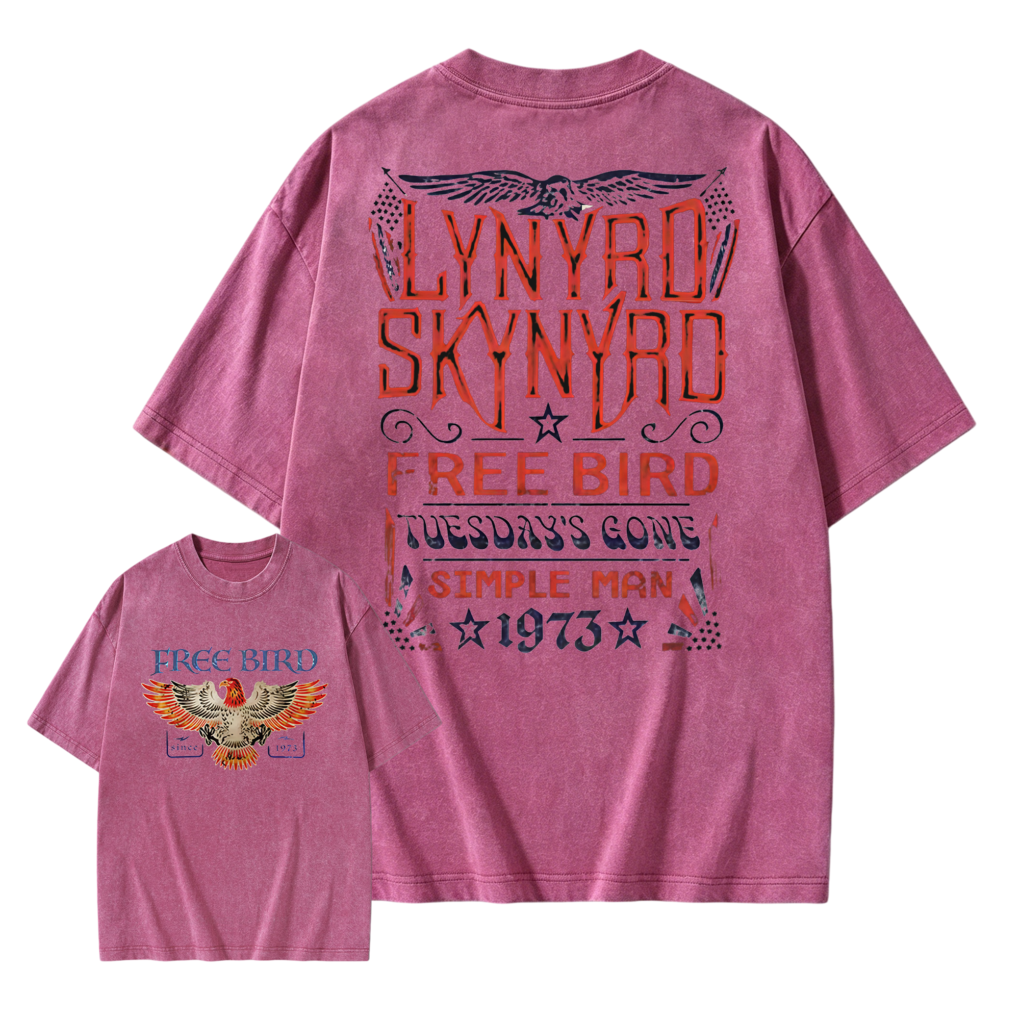 Lynyrd Skynyrd Free Bird 1973 Eagle Graphic Retro Rock Vintage Washed T-Shirt