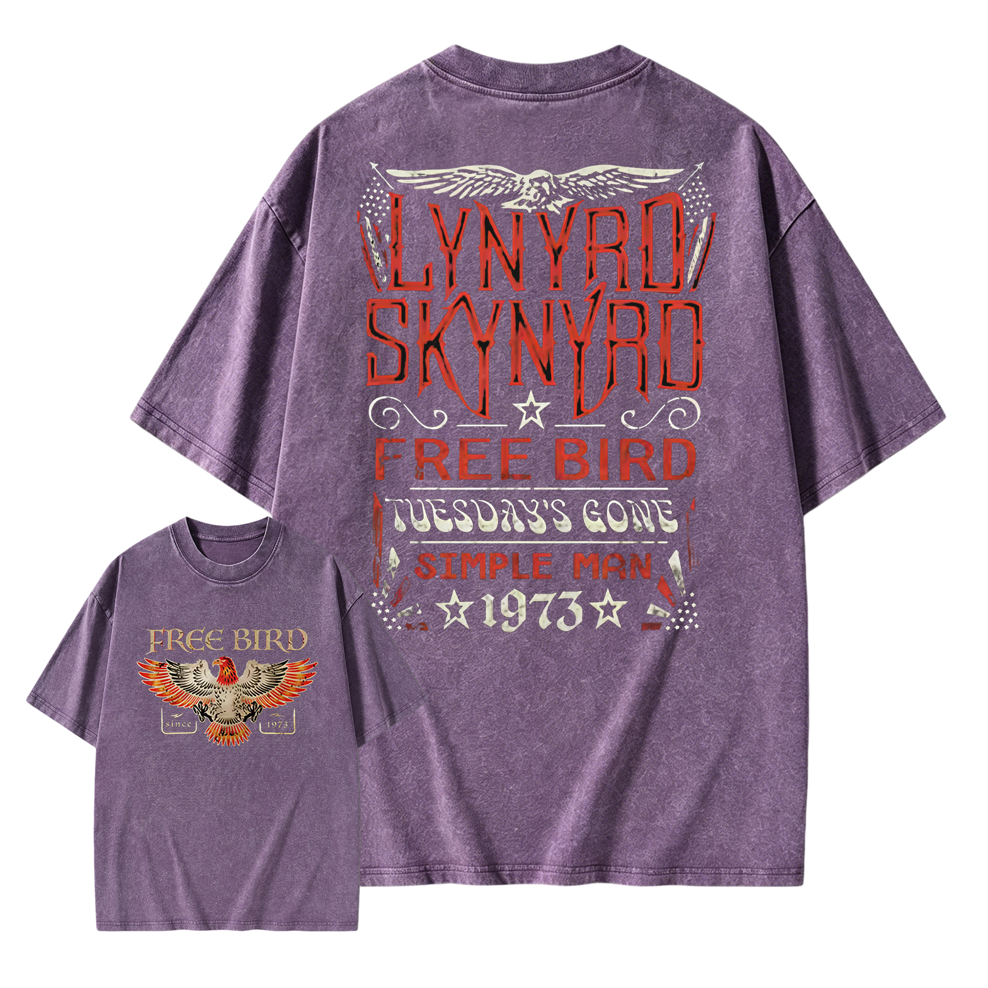 Lynyrd Skynyrd Free Bird 1973 Eagle Graphic Retro Rock Vintage Washed T-Shirt