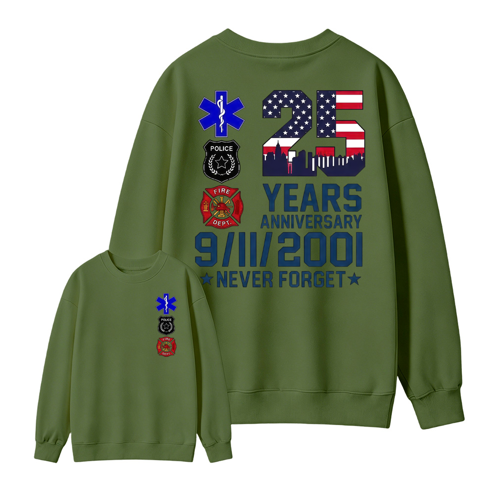 Unisex 9/11 25th Anniversary Memorial T-Shirt - Never Forget Graphic  Sweatshirt