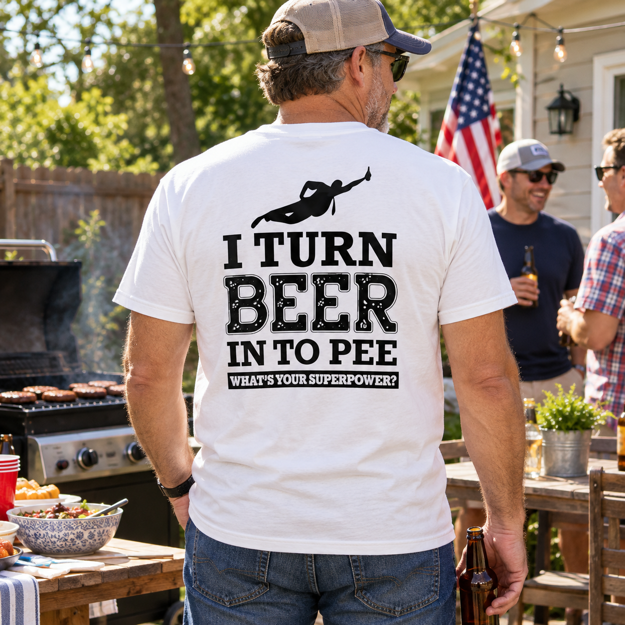 I Turn Beer Into Pee Funny Drinking Humor Graphic T-Shirt