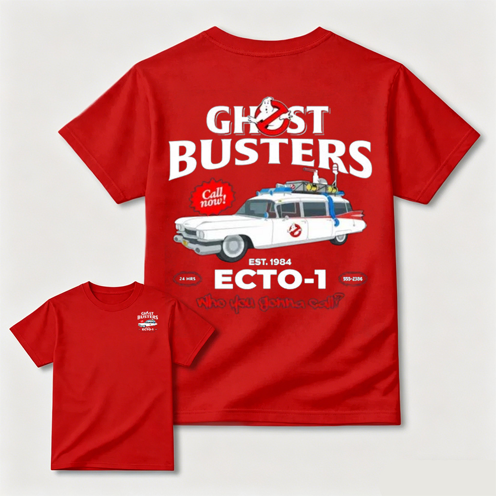 Ghostbusters ECTO-1 Car Print Black T-Shirt