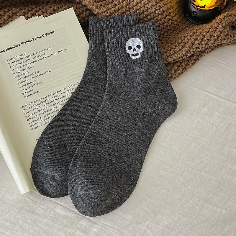 Multicolor Cartoonish Pumpkin Ghost Mid-Calf Knit Socks - Fitted Soft Stretch Warm Fall Winter Essentials, Cozy Halloween Stuff for Women Everyday Wear & Gifts