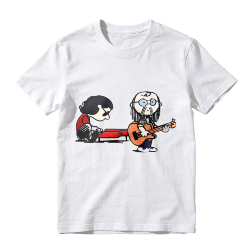 Cartoon Musician Duo Playing Guitar And Keyboard Unisex Classic T-shirt