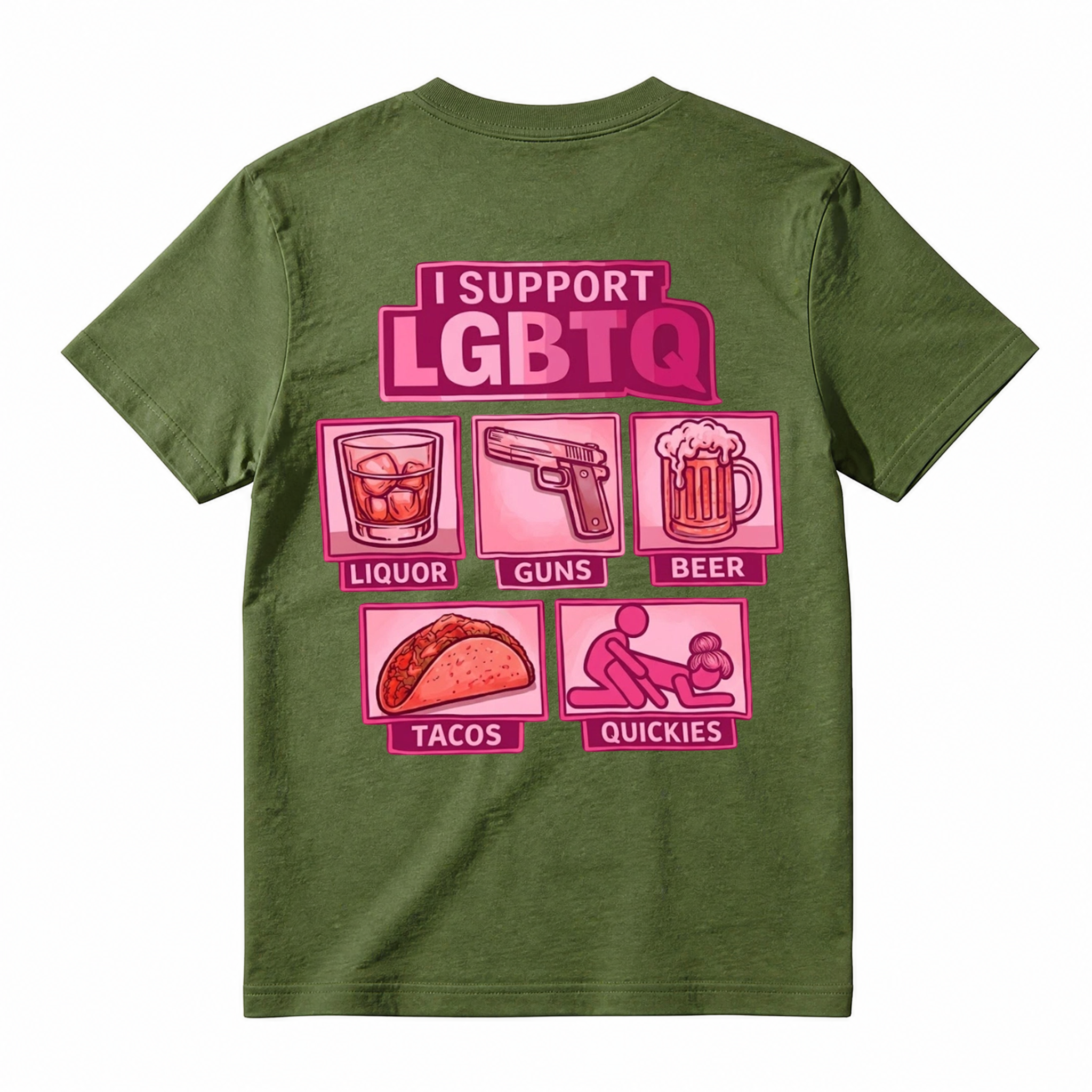 I Support LGBTQ Liquor Guns Beer Tacos Quickies Funny Tee
