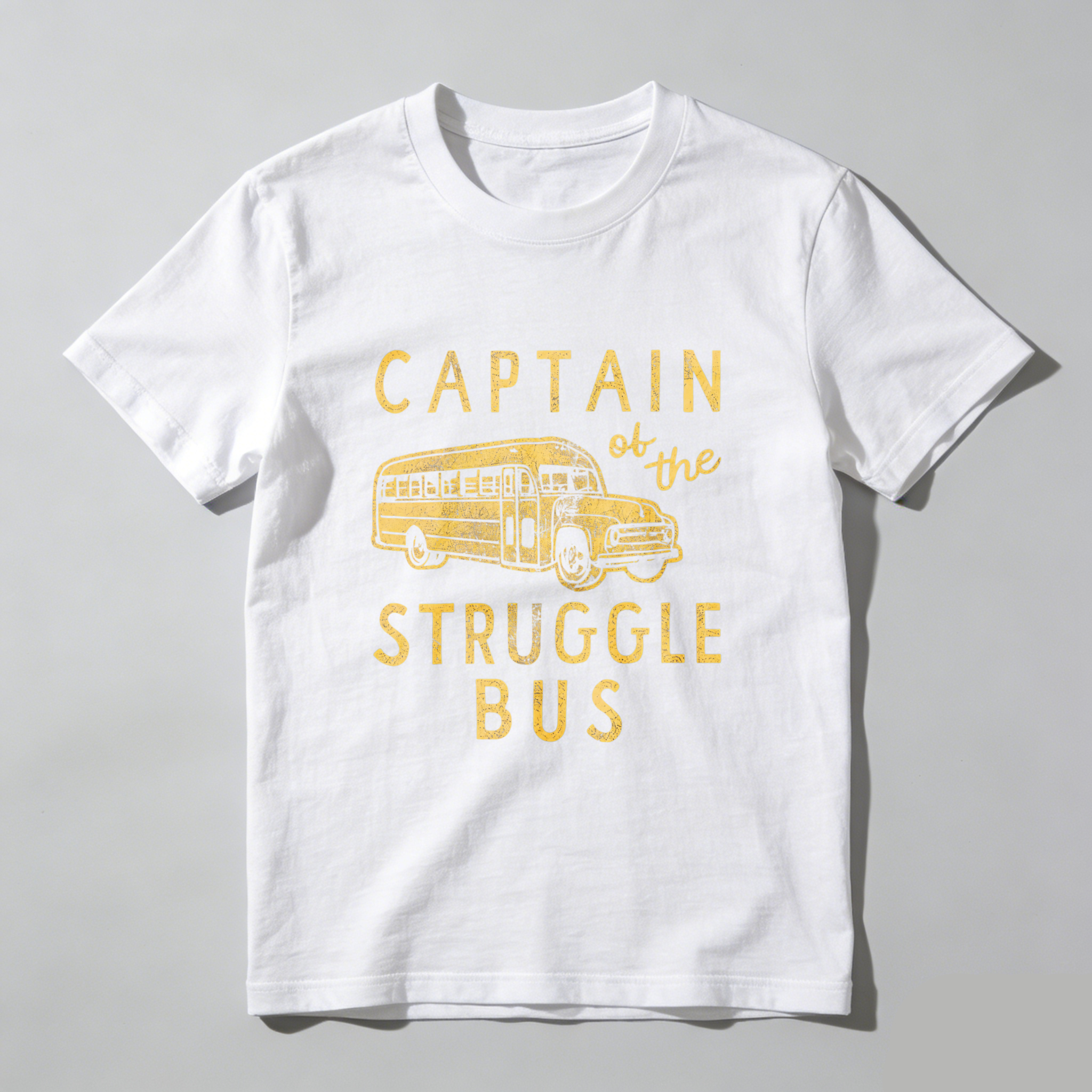 Mens Captain of The Struggle Bus T Shirt Funny Sarcastic School Bus Graphic Novelty Tee for Guys Mens Funny T Shirts Cool Vintage Fashion T-Shirt Gift Classic Menswear