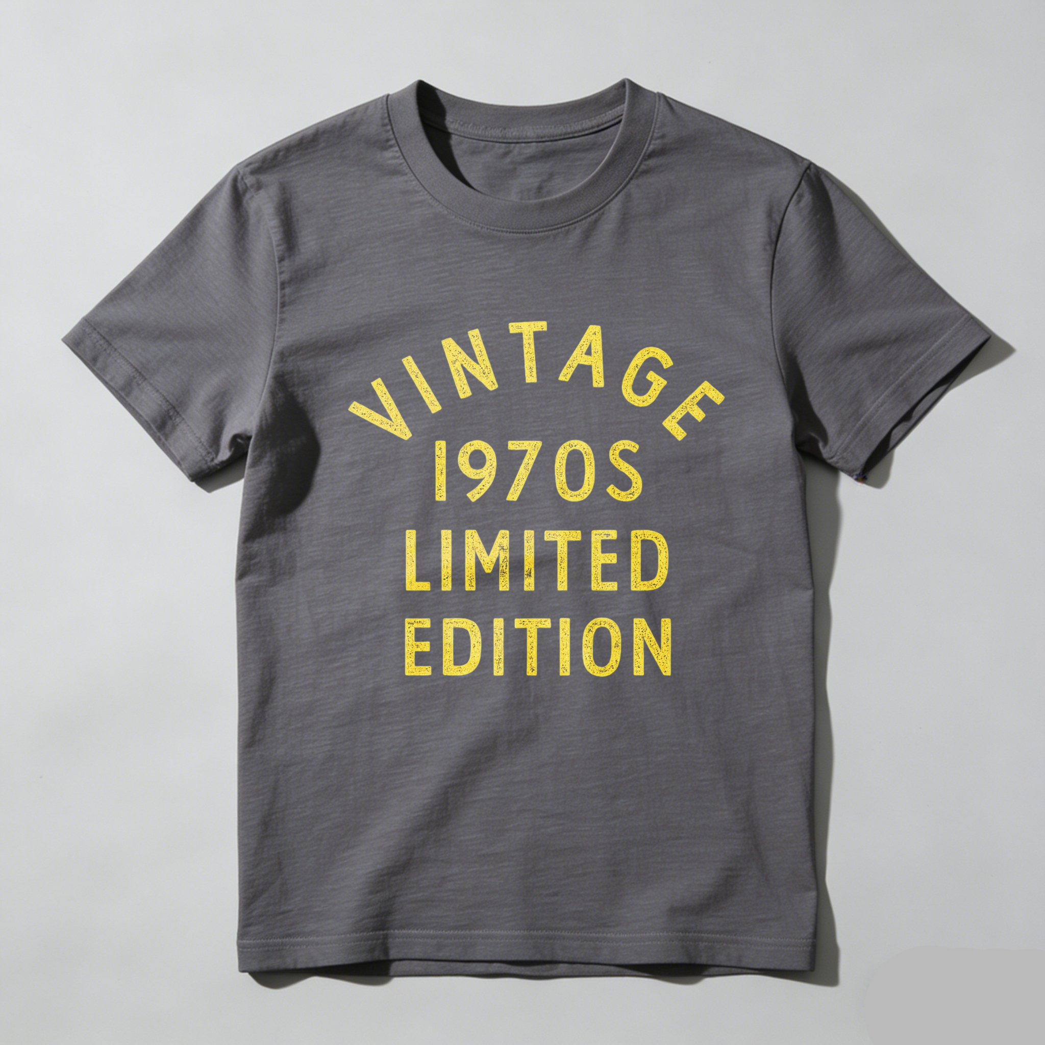 Vintage 1970s Limited Edition T Shirt Black Gold Print Unisex Casual Wear Retro Style Clothing