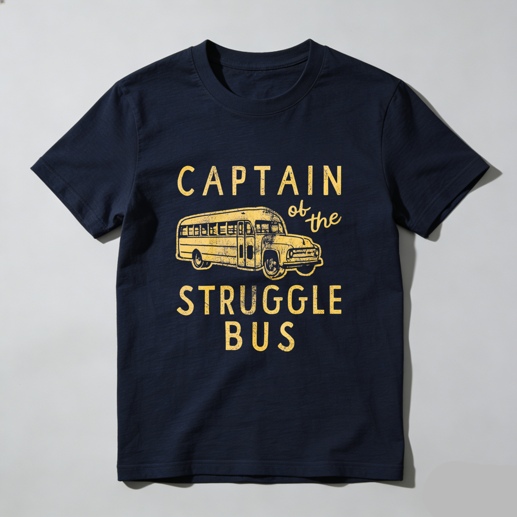 Mens Captain of The Struggle Bus T Shirt Funny Sarcastic School Bus Graphic Novelty Tee for Guys Mens Funny T Shirts Cool Vintage Fashion T-Shirt Gift Classic Menswear
